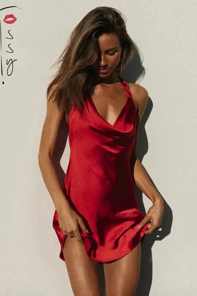 Satin Halter Bodycon Mini Dress