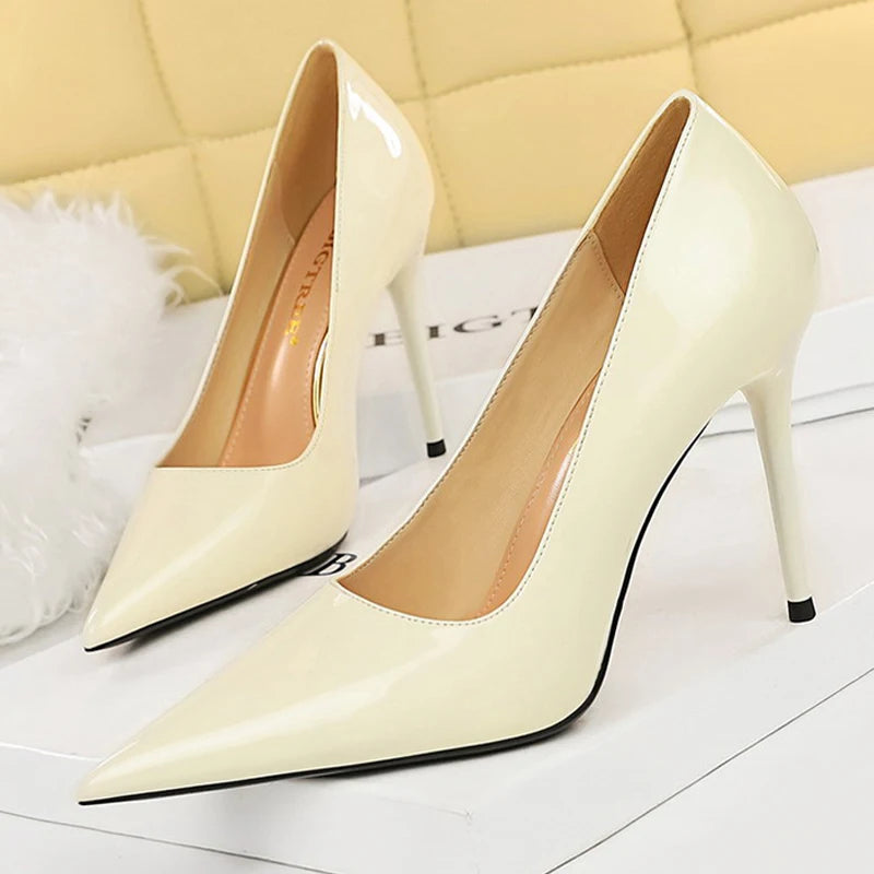Red Patent Leather Pointed Toe High Heel Office Pumps