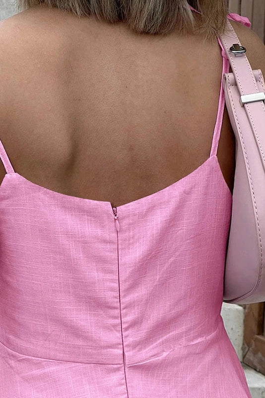 Lace Up Backless A-Line Patchwork Mini Dress with Square Collar