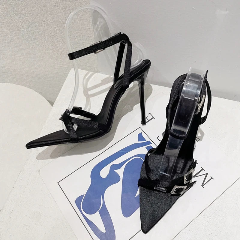 Crystal Buckle High Heels Sandals for Women