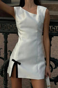 Sleeveless High Waist Split Mini Dress with Straps