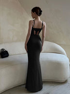 Butterfly Cutout Backless Spaghetti Strap Bodycon Mermaid Hem Maxi Dress