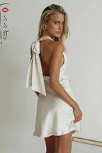 Satin Halter Bodycon Mini Dress