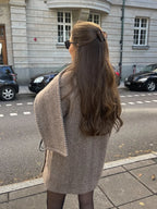 Retro Striped Scarf Collar Wool Blends Jacket Women Chic Pockets Single Breasted Full Sleeve Coat Lady New Elegant Outwear