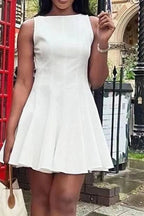 Sleeveless Mini Dress with Pleated High Waist