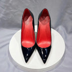 Black Women Side Open Pointy Toe High Heel Shoes