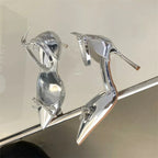 Crystal Butterfly-knot Pointed Toe Buckle Strap Women Pumps Sandals with Thin High Heels