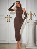 Trixie Sequin Maxi Dress with Gloves