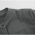 Women Striped Skirt Set Stand Collar Single Breasted Top High Waist Pleated Skirts 2024 Summer Fall New Fashion Lady Office Suit