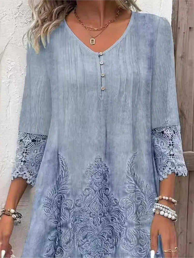 Perla Chic V Neck Dress for Women Boutique Collection
