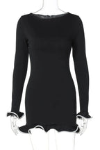 High Waist Slim Long Sleeve Bodycon Mini Dress - Slim Fit