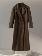 Casual Brown Wool Long Coats for Women Loose Turn Down Collar Double Breasted Female Overcoat Autumn Winter Street Lady Outwear