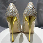 Shiny Plaid Chic Stilettos High Heels Bling Party Dress Shoes for Women