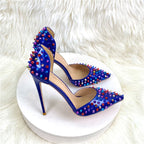 Blue Spikes Rivets Gladiator Sandals for Summer