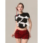 Bow Decoration Black Slim T-shirt