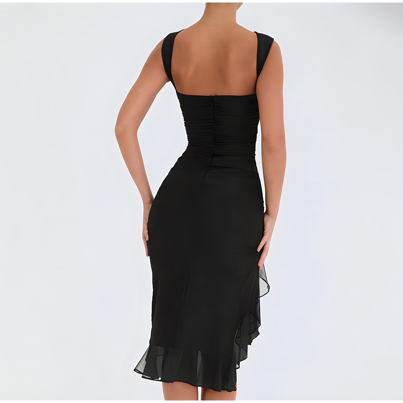 Irene Elevated Midi Dress with Ruffles Occasion Wear