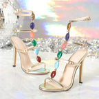 Bohemian Style Gem Strap Designer High Heels Gladiator Sandals for Women