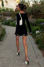 Elegant Slim Fit Mini Dress with Long Sleeves