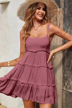 Spaghetti Strap Lace-Up Backless Mini Dress - Spaghetti Strap Mini Dress