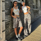 New Leopard Print Retro Straight Long Pants For Women Loose Slightly Flared Trousers Female Streetwear Club Party Pants