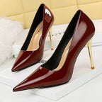 Patent Leather High Heel Office Shoes for Women