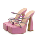 Summer Crystal Rhinestone Platform Slippers for Women