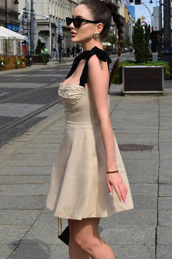 Sleeveless High Waist Mini Dress