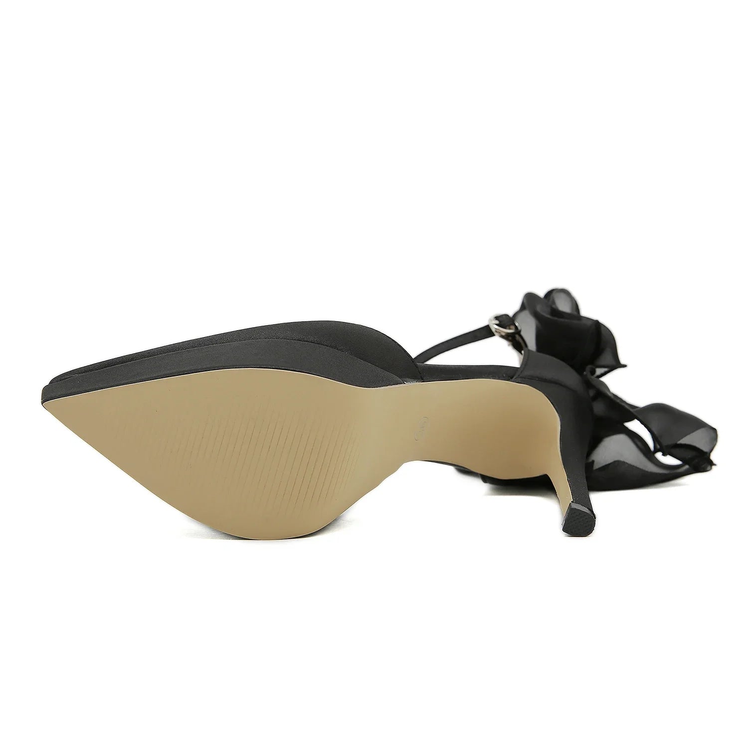 Satin Butterfly-knot Buckle Strap Women Pumps Pointed Toe Stiletto High Heels