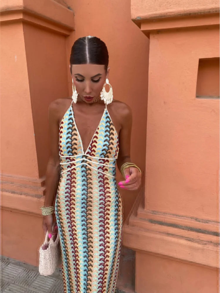 Ester Statement Backless V Neck Dress Designer Edit