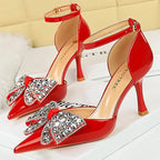 Women's Rhinestone Bowknot High Heel Sandals Summer Pumps
