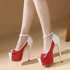 Peep Toe Ultra High Heels Platform Pumps for Party Club Strip Pole Dance