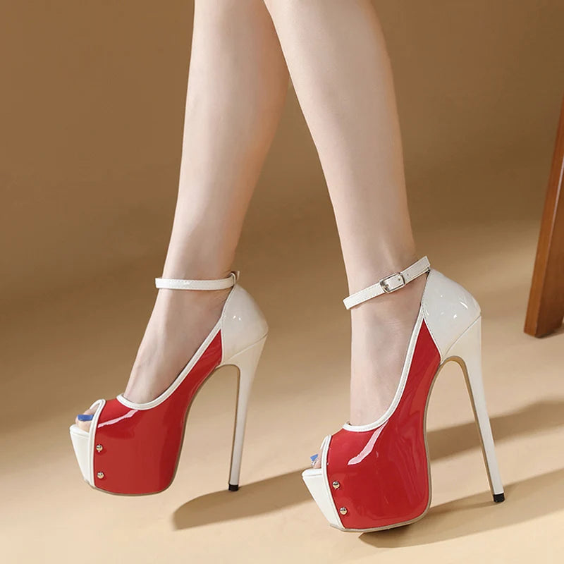 Peep Toe Ultra High Heels Platform Pumps for Party Club Strip Pole Dance