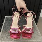 Crystal Narrow Band Sandals for Women