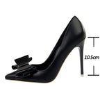 Black Classic Stiletto Pumps with Bow-knot Detail in PU Leather