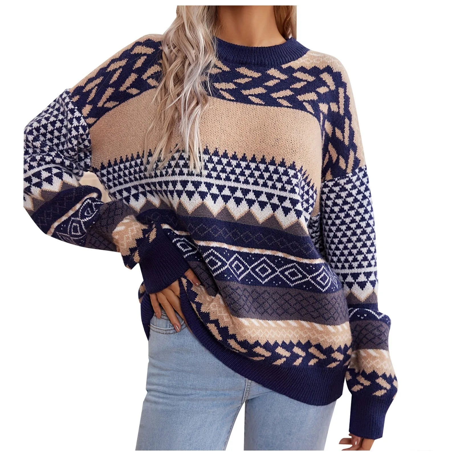 | Knitted sweater with contrast