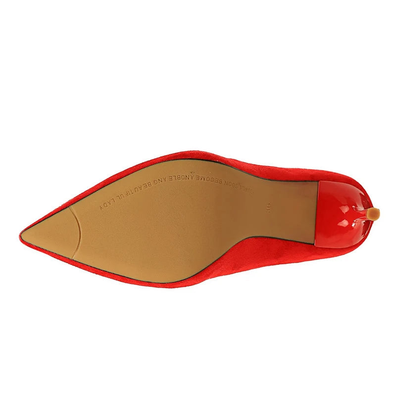 Suede Woman Pumps with 9 cm Stiletto Heels and Pointed Toe for Parties