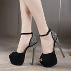 Rhinestone Fetish High Heels Platform Sandals for Women