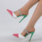 Elegant Rhinestone Pointed Toe High Heel Pumps Slippers for Women