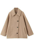 | Solid color trench coat with lapel collar