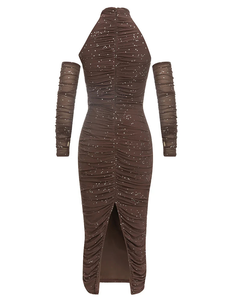 Trixie Sequin Maxi Dress with Gloves