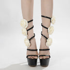 Rose Flowers Ankle Strap Sandals Women Platform Pumps High Heels