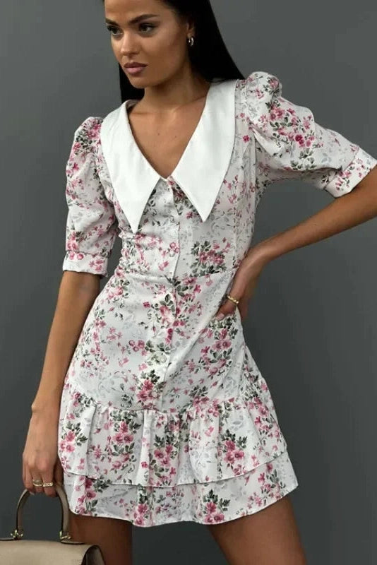 Patchwork Lace-up Slim Fit Mini Dress