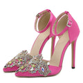 Crystal Diamond Pointed Toe Stiletto Heels for Wedding Prom
