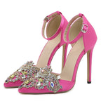 Crystal Diamond Pointed Toe Stiletto Heels for Wedding Prom