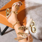 Chic Strange Fretwork Heels Modern PVC Transparent Slippers for Women