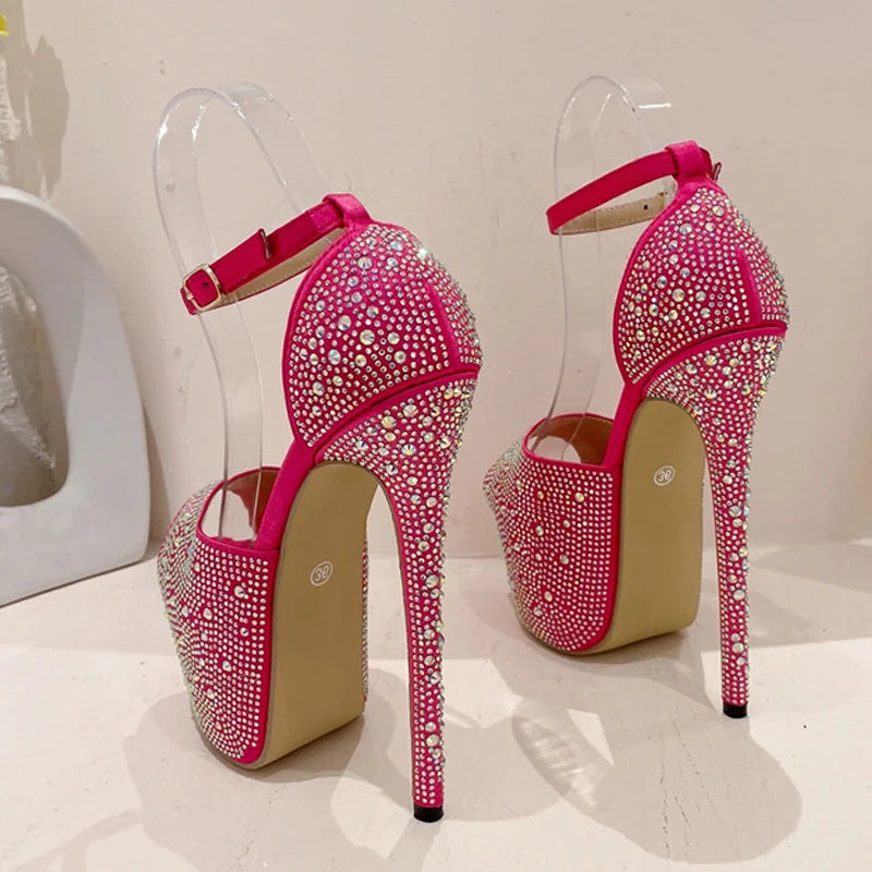 Crystal Rhinestone Silk Platform Sandals - Summer Fashion for Women