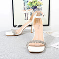 Square toe diamond stiletto heel sandals for women