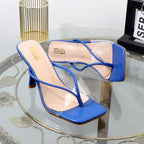 Luxury Transparent Stiletto Flip Flops Clip Toe Sandals 9CM Black Temptation Outdoor Slippers