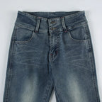 Vintage Button-up Denim Pants Street Style Low Rise Baggy Straight Jeans for Women y2k Aesthetic Loose Denim Trouser 90s