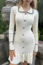 Patchwork Long Sleeve Mini Dress